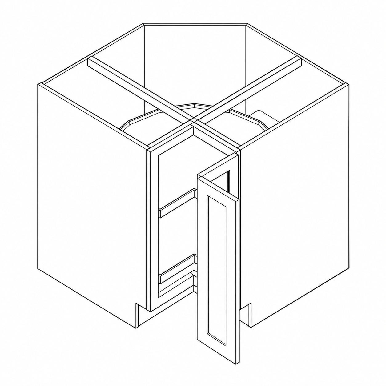 Oak Shaker Lazy Susan Base Cabinets