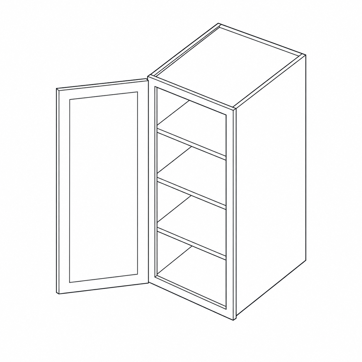 Black Shaker 42″ Pantry Upper Cabinet · 1 Door