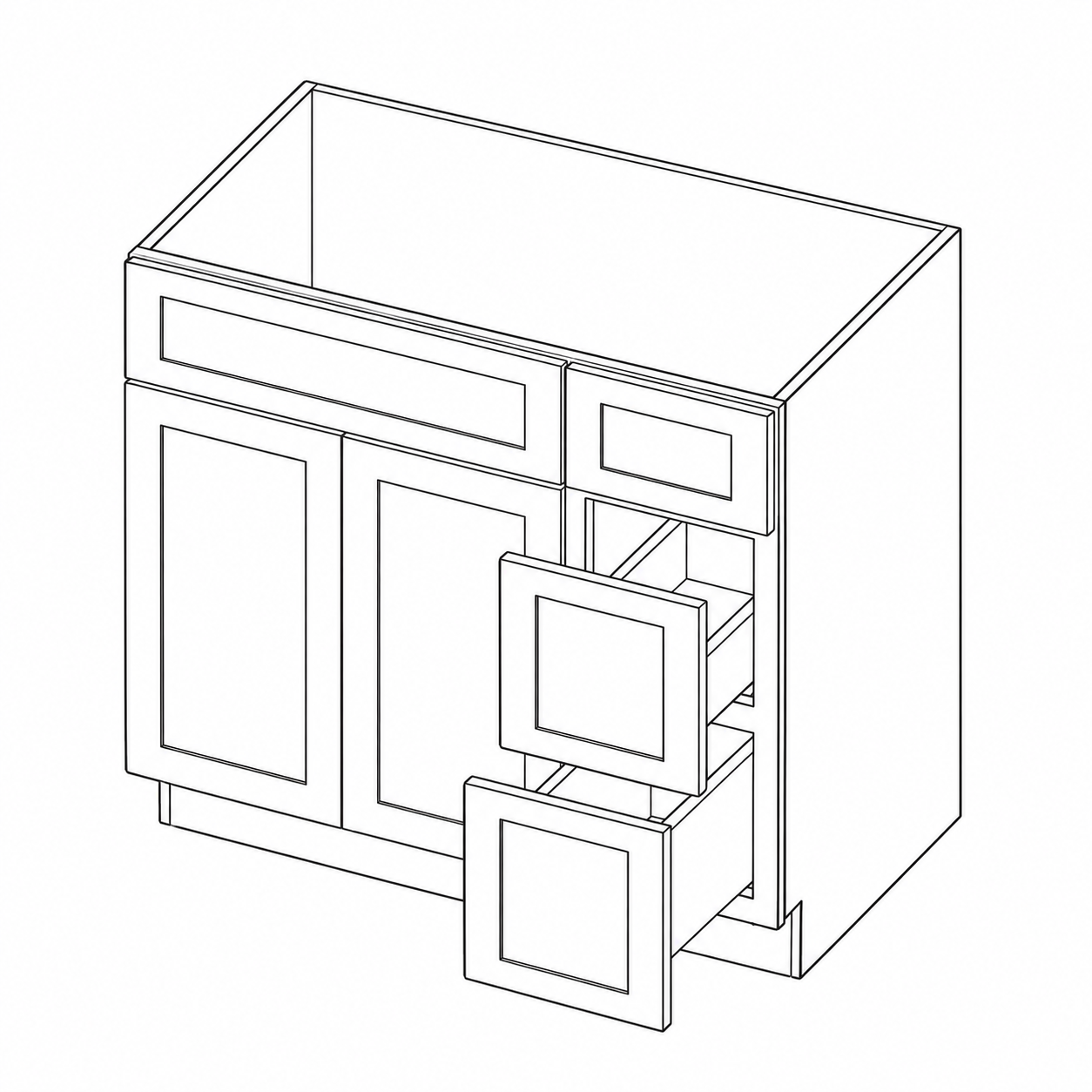White Shaker Vanity Sink Cabinets · 2 Drawers