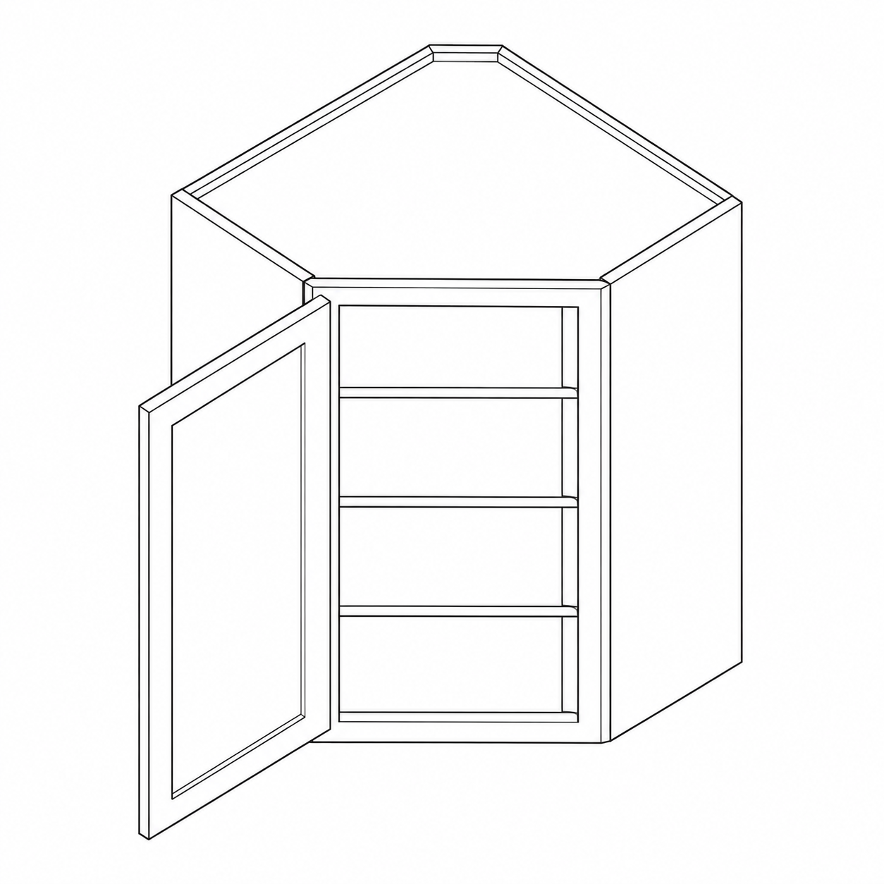 Oak Shaker 42″ Diagonal Wall Cabinet
