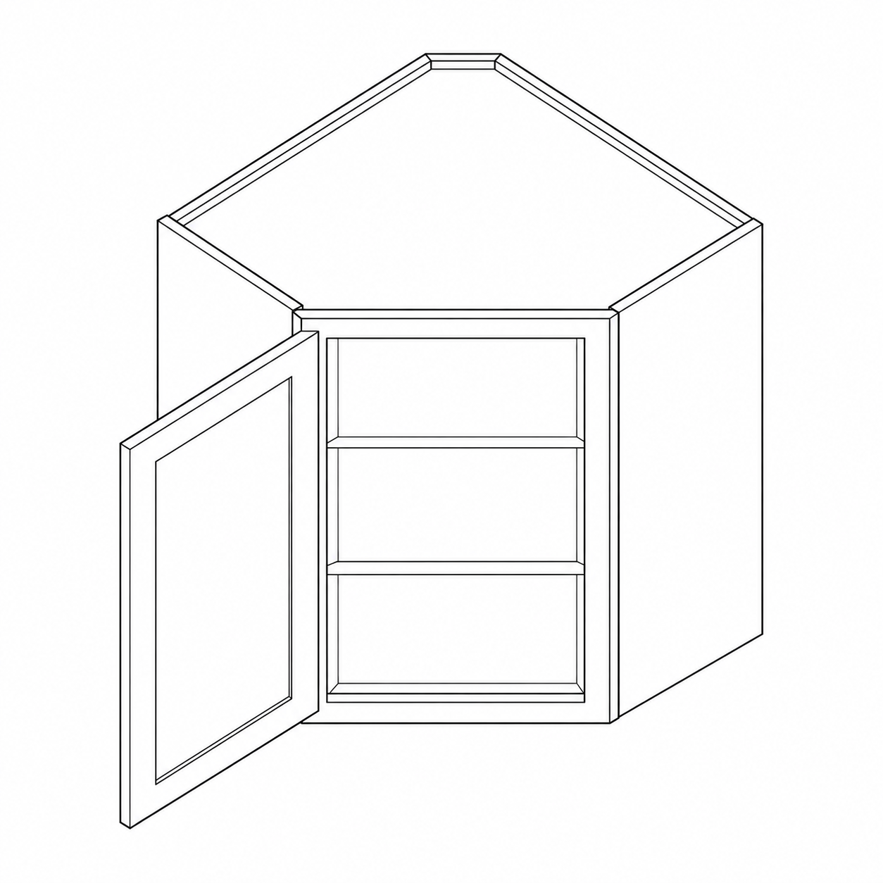 White Shaker Diagonal Wall Cabinets