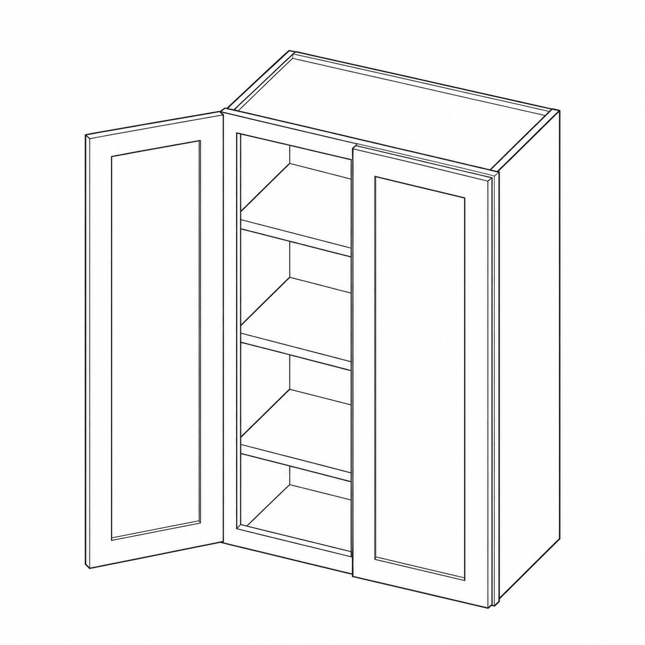 Oak Shaker 42″ Wall Cabinets · 2 Doors