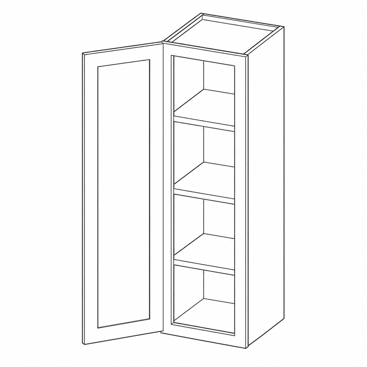 Black Shaker 42″ Wall Cabinets · 1 Door